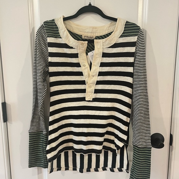 NWT Free People Give Me Stripes Mixed Print Top Sz S Z508-13 - Picture 4 of 5